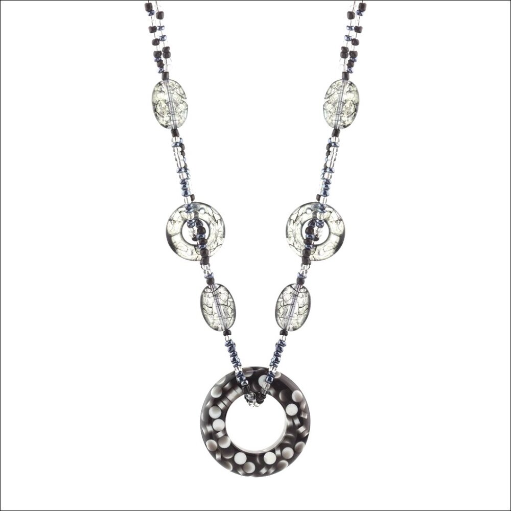 34.65 Inch Acrylic Donut Crystal Pendant Necklace, Vintage Style